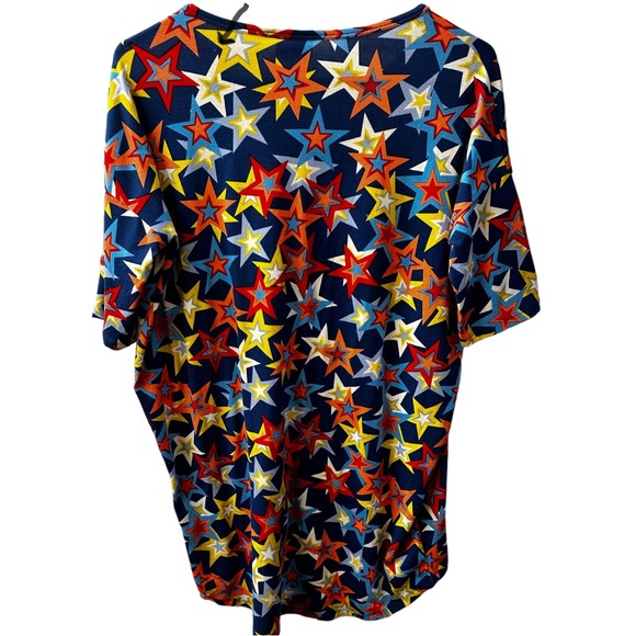 LuLaRoe Top Classic Drop Tail Short Sleeve Tee Size XXS Vibrant Colorful Stars - Picture 6 of 16